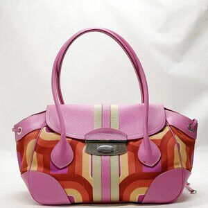 Authentic Prada Pink Canvas Hand Bag mon715-110525
